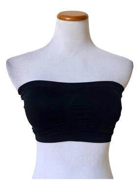 3-Pack NEW Lingerie Solutions Black Strapless Bandeau Bra Removable Padded Cup S
